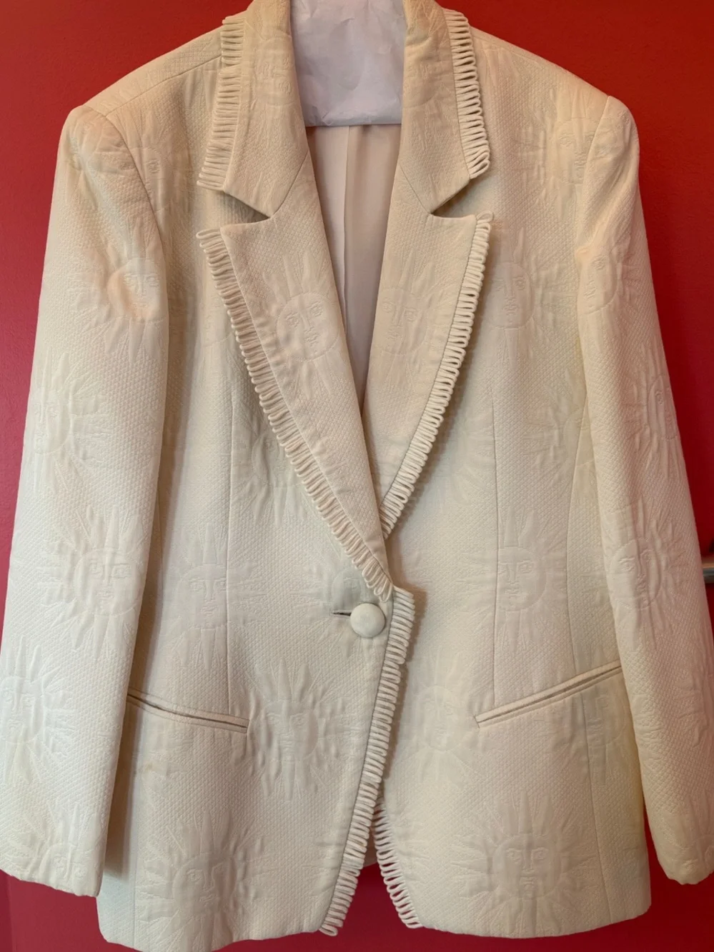 Vintage Dior Cream Textured Single-Button Blazer